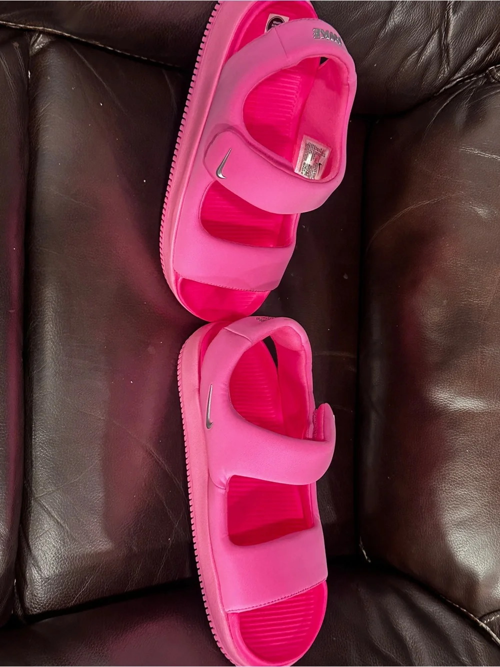 Nike Calm Sandal Hyper Pink Metallic Silver Women's FJ6043-600 Sz 10